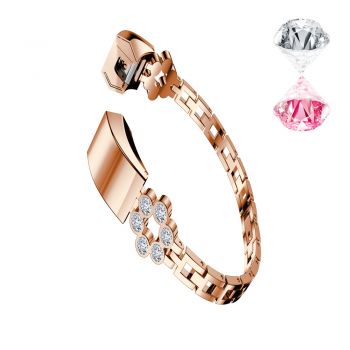  Shiny Thin diamond flower band for Fitbit alta rose gold