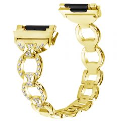 8 shape shiny bezel crystal watch band for Fitbit ionic gold