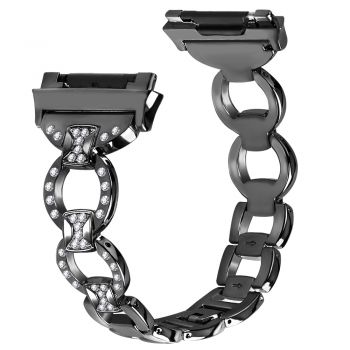 Shiny bezel crystal Replacement band for Fitbit ionic black