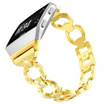 Shiny bezel crystal Replacement band for Fitbit ionic gold