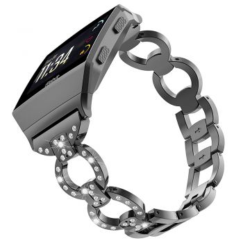 Shiny bezel crystal Replacement band for Fitbit ionic black