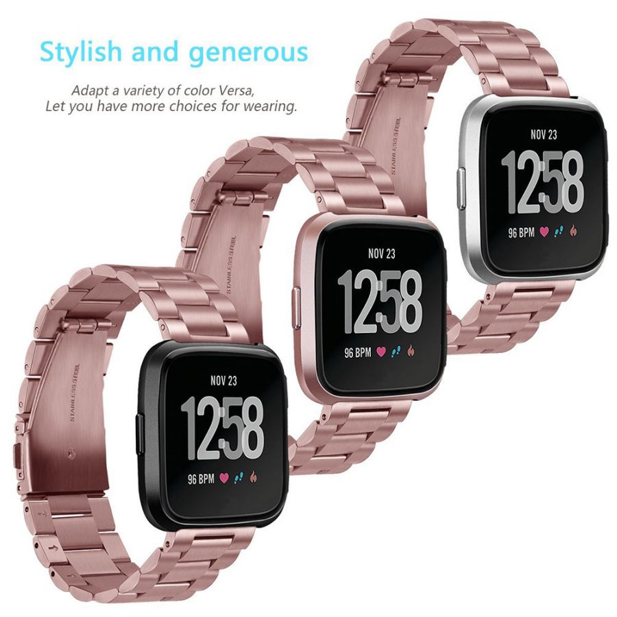 stainless steel fitbit versa band