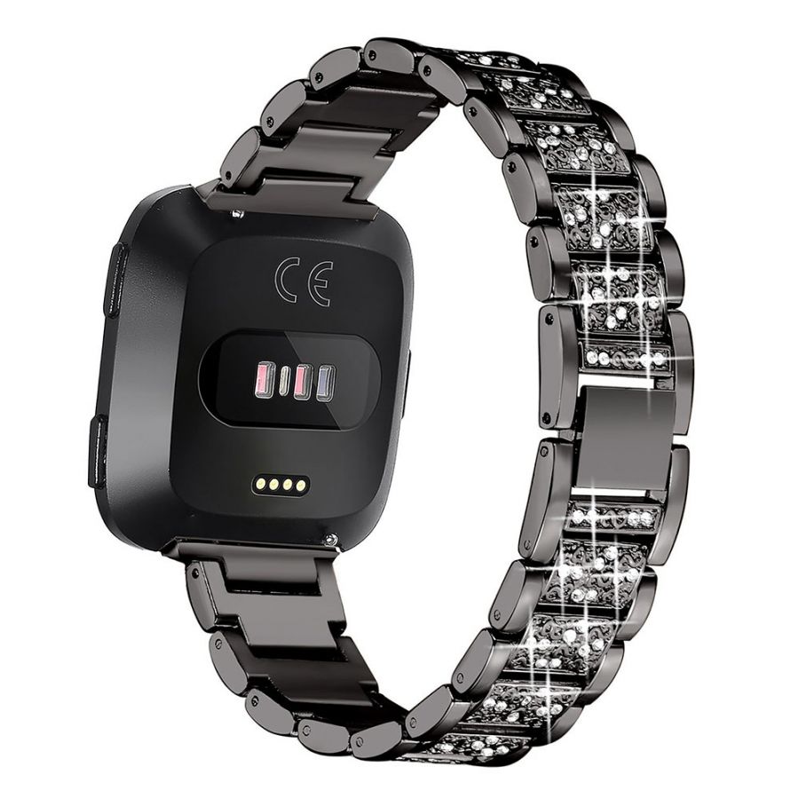 fitbit versa black with pink band