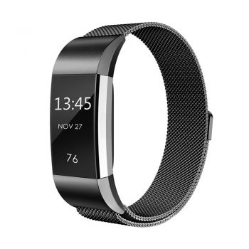 Milanese Loop band with Magnet Lock for Fitbit charge2 black