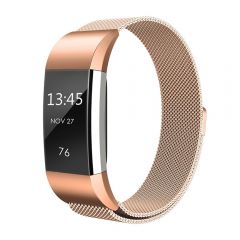 Metal Replacement Bracelet Strap with Unique Magnet Lock for Fitbit charge 2 rose