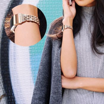 Stainless Strap with Rhinestone for Fitbit Charge 2 rose