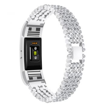 Luxury Crystal Metal Wristband For Fitbit Charge 2 platinum