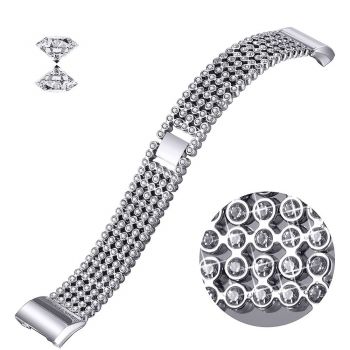 Luxury Crystal Metal Wristband For Fitbit Charge 2 platinum