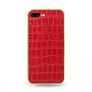iPhone 7plus gold diamonds metal back cover with leather