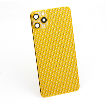 For iPhone 11 Pro Max Housing Full Diamond 24k Gold Plated Back Plate Replacement Cover for Apple Phone Mobile Phone Golden Cover