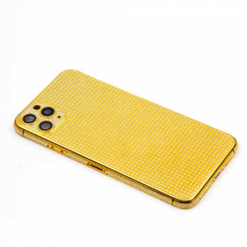For iPhone 11 Pro Max Housing Full Diamond 24k Gold Plated Back Plate Replacement Cover for Apple Phone Mobile Phone Golden Cover