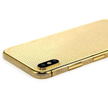 Handmade diamond-imbedded gold plated housing  for iPhone X