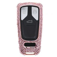 Attractive Pink Diamond Stuck Car Key Case Cover For Audi