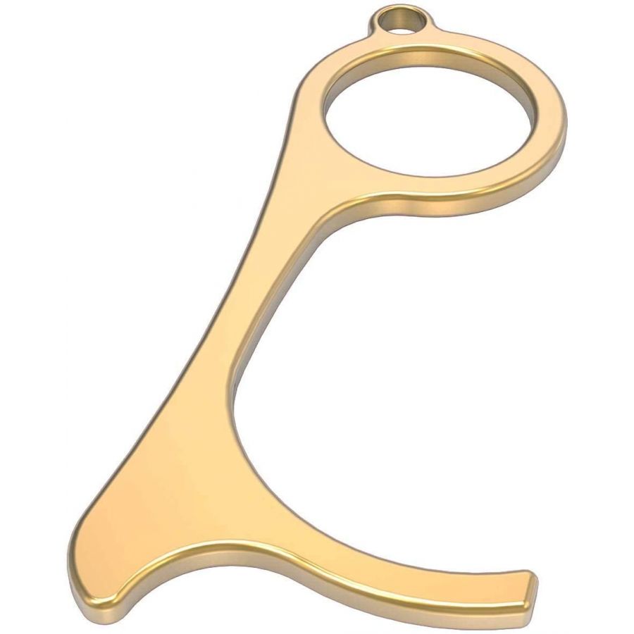 Callancity Contactless Key Handheld Brass No Touch Hand Tool Non-Contact Door Opener with Stylus Touchscreen Button Keychain Tool,Keep Hands Clean,Avoid Direct Touch Tool in The Outside 1