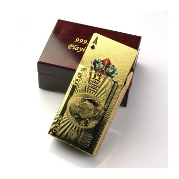 24K Karat Gold Plated Poker Playing Card +Nice Wood Box &Certificate 1 pcs