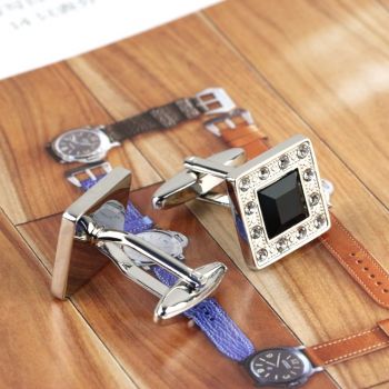 Customized Men's silver Cuff links with diamonds