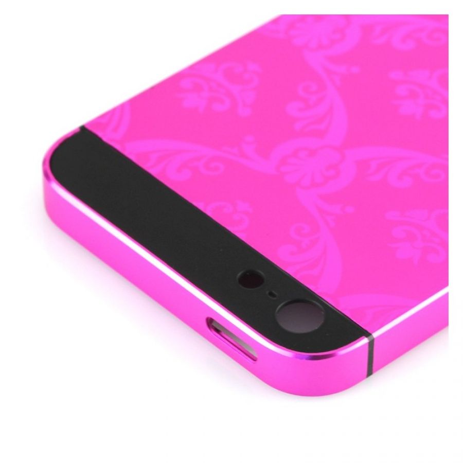 Matte hot pink iPhone 5 5s SE housing flower design NO 2