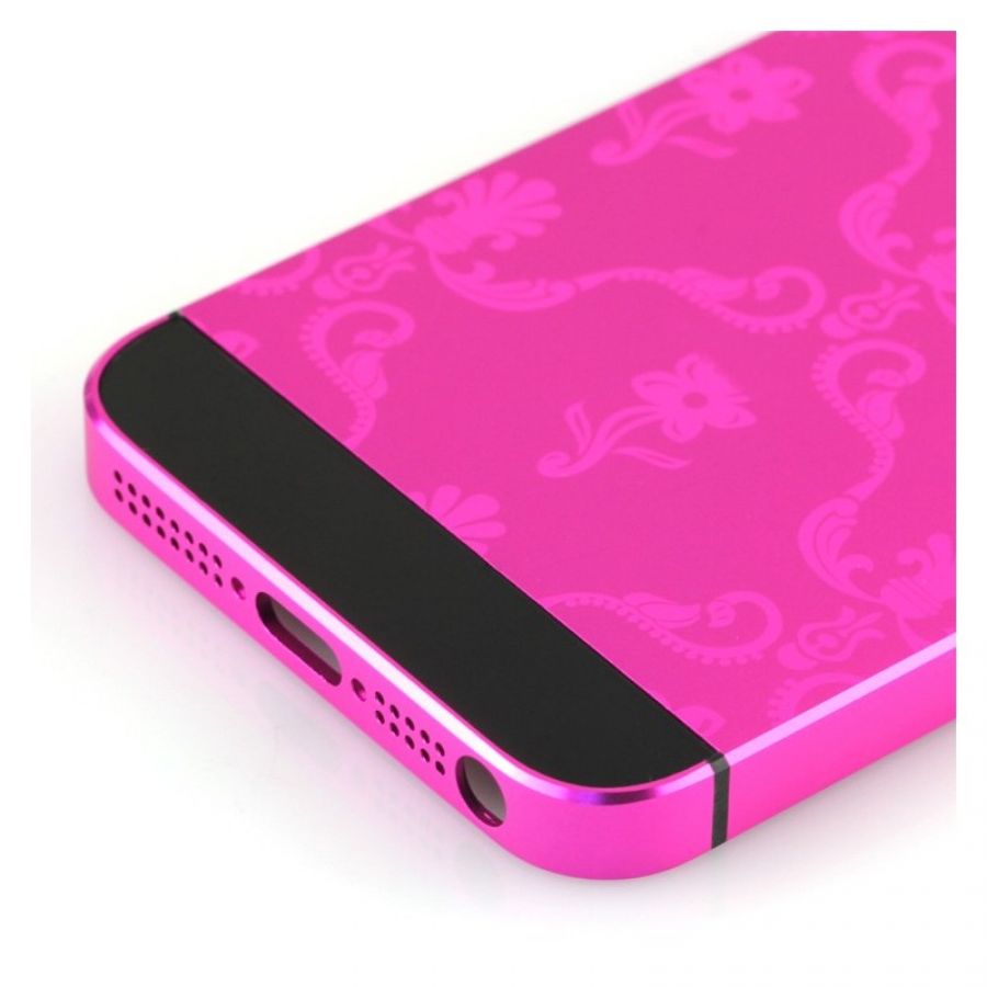 Matte hot pink iPhone 5 5s SE housing flower design No 3