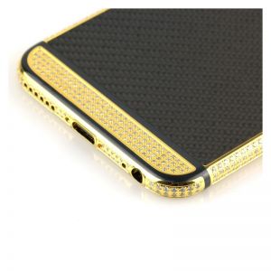 iPhone 6  plus 24k gold housing Black Carbon Fiber diamond