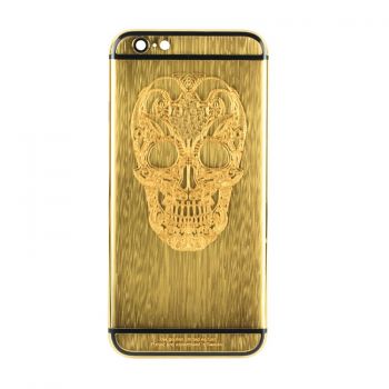 24k brush gold iPhone 6 housing with skull design