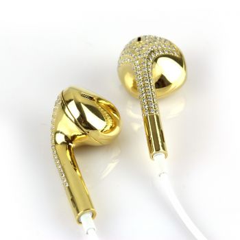 24k gold design earphone with full diamonds
