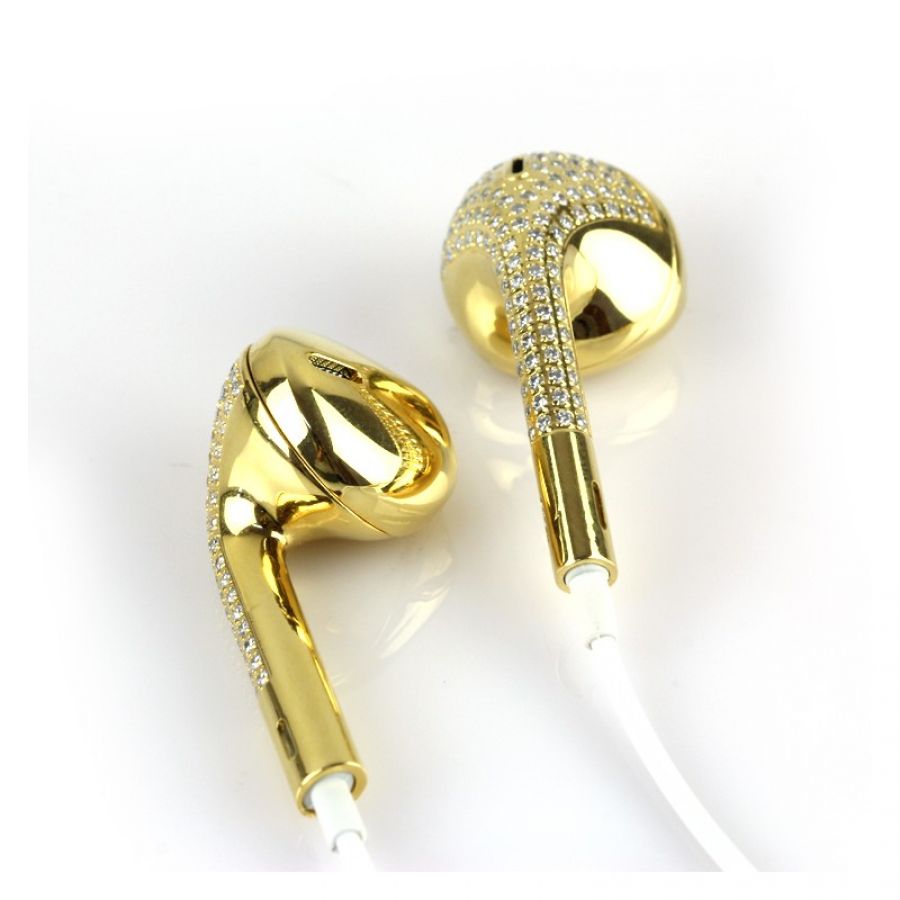 24k gold design earphone with full diamonds