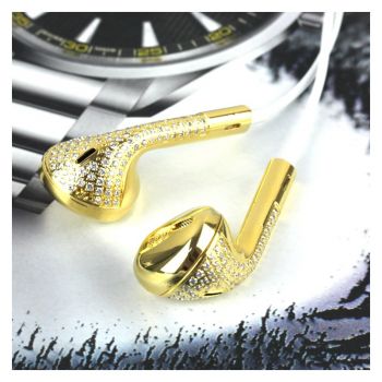 24k gold design earphone with full diamonds