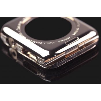 18k rose gold mirror apple watch housing with diamonds
