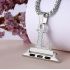 Zircon Alphabet Letter A-Z Necklace Pendant Watch Connector Adapter Stainless Steel Box Chain Compatible for Watch Series 5/4/3/2/1