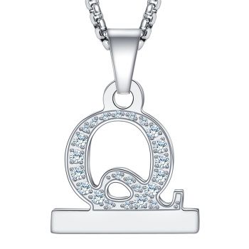 2in1 Zircon Alphabet Letter A-Z Necklace Pendant Watch Connector Adapter Stainless Steel Box Chain Compatible for Watch Series 5/4/3/2/1