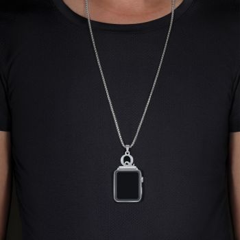 2in1 Zircon Alphabet Letter A-Z Necklace Pendant Watch Connector Adapter Stainless Steel Box Chain Compatible for Watch Series 5/4/3/2/1