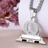 2in1 Zircon Alphabet Letter A-Z Necklace Pendant Watch Connector Adapter Stainless Steel Box Chain Compatible for Watch Series 5/4/3/2/1 