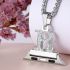 2 in 1 Zircon Letter A-Z Necklace Pendant Watch Connector Adapter Stainless Steel Chain Compatible for 38mm 40mm 42mm 44mm Smart Watch Series 5/4/3/2/1