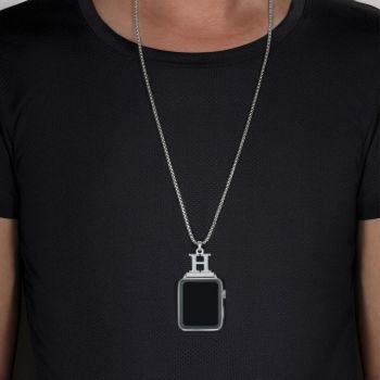 Callancity 2in1 Zircon Alphabet Letter A-Z Necklace Pendant Watch Connector Adapter Stainless Steel Box Chain Compatible for Watch Series 5/4/3/2/1