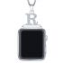 2 in 1 Zircon Letter A-Z Necklace Pendant Watch Connector Adapter Stainless Steel Chain Compatible for 38mm 40mm 42mm 44mm Smart Watch Series 5/4/3/2/1