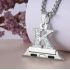 Callancity 2in1 Zircon Alphabet Letter A-Z Necklace Pendant Watch Connector Adapter Stainless Steel Box Chain Compatible for Watch Series 5/4/3/2/1   