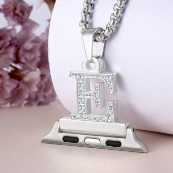 Crystal Diamond Alphabet Letter A-Z Necklace Pendant Watch Connector For Watch  Series 5/4/3/2/1 38mm 40mm 42mm 44mm