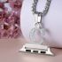 2in1 Zircon Alphabet Letter C Necklace Pendant Watch Connector Adapter Stainless Steel Box Chain Compatible for Watch Series 5/4/3/2/1 38mm/40mm