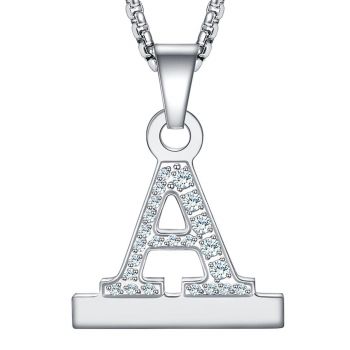 Crystal Diamond Alphabet Letter A-Z Necklace Pendant Watch Connector Adapter 2 in 1 Stainless Steel Platinum Plated Box Chain Compatible with Apple Watch