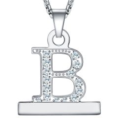 Callancity 2in1 Zircon Alphabet Letter A-Z Necklace Pendant Watch Connector Adapter Stainless Steel Box Chain Compatible for Watch Series 5/4/3/2/1