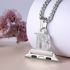Callancity 2in1 Zircon Alphabet Letter A-Z Necklace Pendant Watch Connector Adapter Stainless Steel Box Chain Compatible for Watch Series 5/4/3/2/1