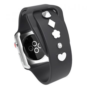 Valentine's Day Gift Metal Decorative Ring Smart Watch Strap Pendant Accessory Compatible Watch Series 5 4 3 2 1 42 mm 40 mm 44 mm Rubber Strap