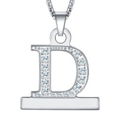 Letter D Necklace Pendant Watch Connector Adapter Stainless Steel Box Chain Compatible for Watch