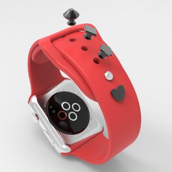 Valentine's Day Gift Metal Decorative Ring Smart Watch Strap Pendant Accessory Compatible Watch Series 5 4 3 2 1 42 mm 40 mm 44 mm Rubber Strap