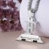  2 in 1 Zircon Alphabet F Letter A-Z Necklace Pendant Watch Connector Adapter Stainless Steel Box Chain Compatible for Smart Watch Series 5/4/3/2/1  38mm/40mm